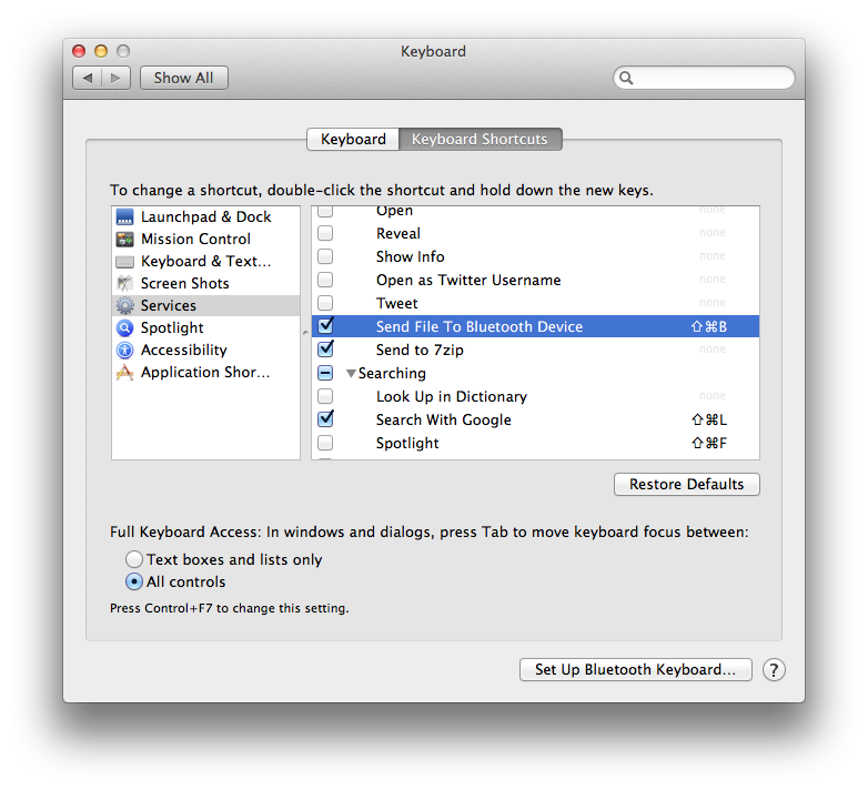 Send to Bluetooth Device